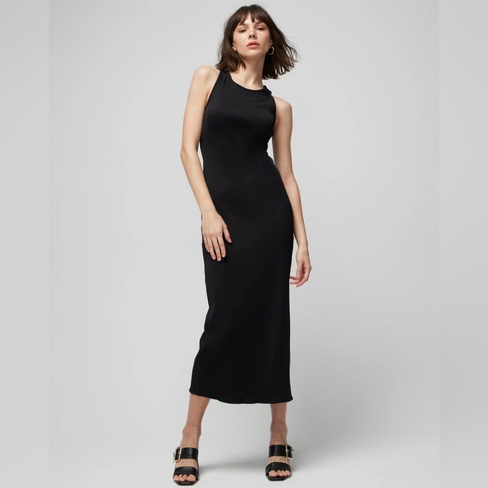 white house black market midi dress White House Black Market Black Striped Midi Dress Size M